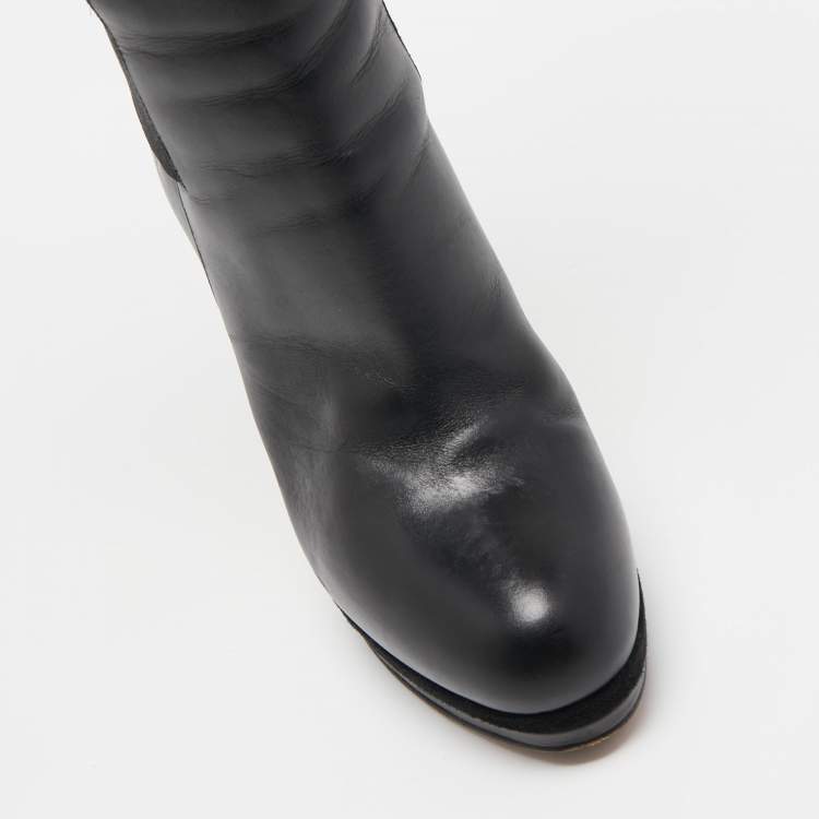 Pre Owned Casadei Black Leather Knee High  Boots Size 39