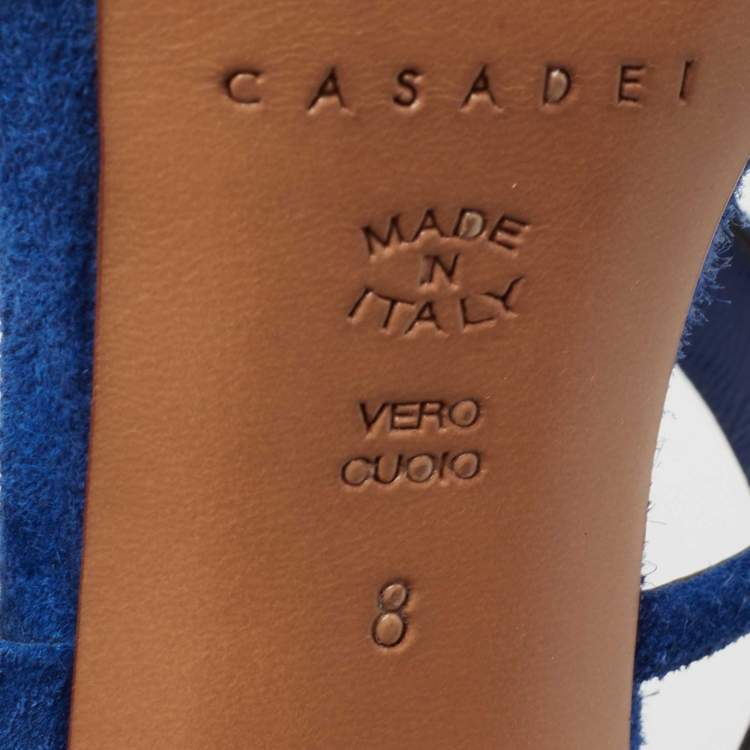 مملوكة مسبقًا Casadei Blue Suede Strappy Sandals Size 38