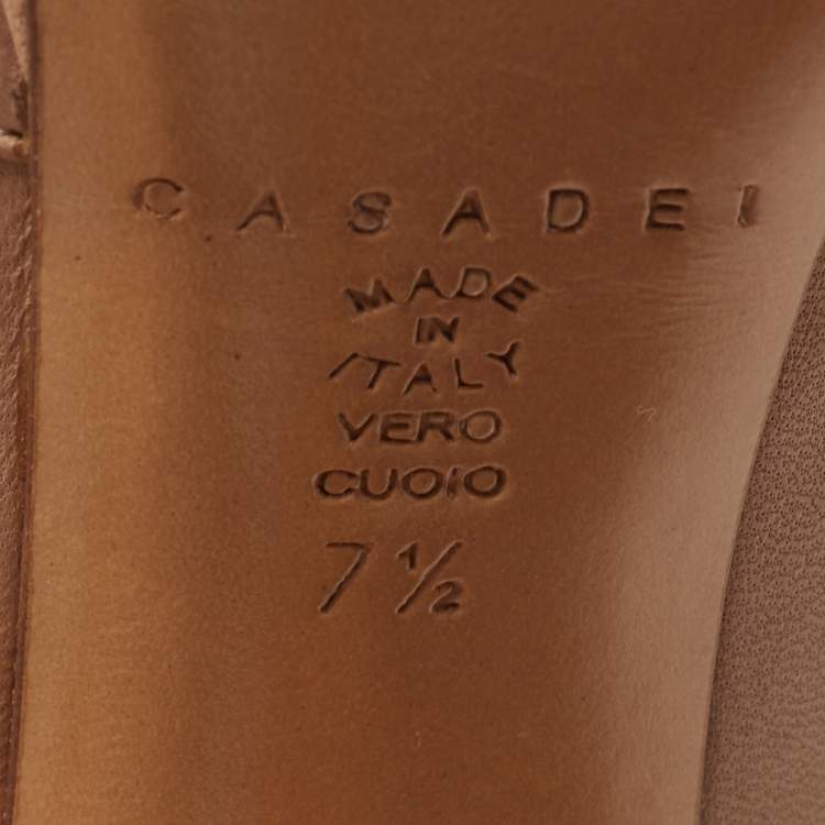 Pre Owned Casadei Beige Leather Over The Knee Boots Size 37.5
