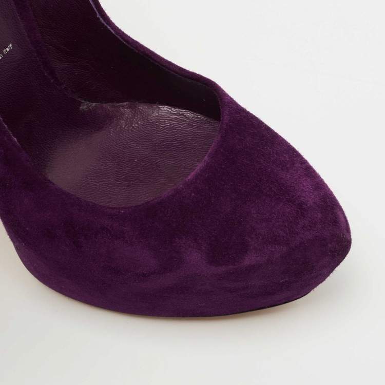 Pre Owned Casadei Purple Suede Platform Pumps Size 38