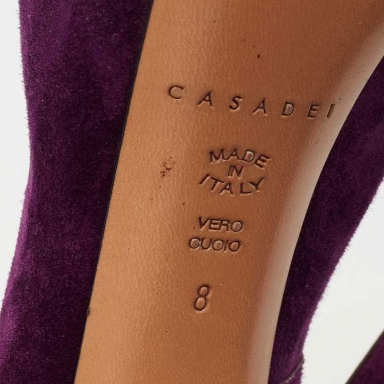 Pre Owned Casadei Purple Suede Platform Pumps Size 38
