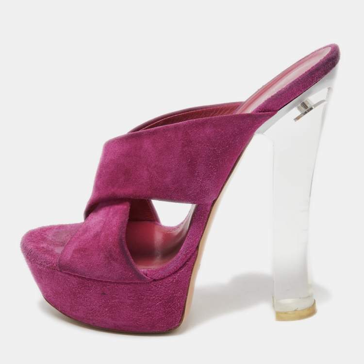 Casadei Purple Suede Platform Slide Sandals Size 36 Casadei | The ...