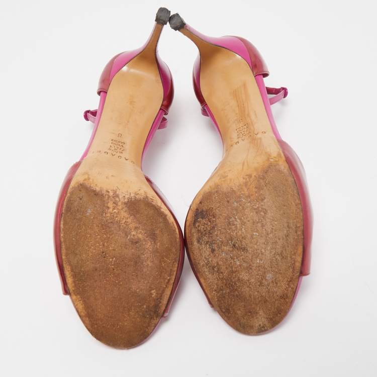 Pre Owned Casadei Pink Leather Candylux Ankle Strap Sandals Size 38