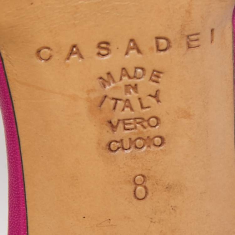 Pre Owned Casadei Pink Leather Candylux Ankle Strap Sandals Size 38