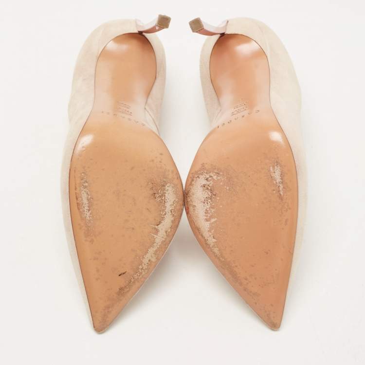 Pre Owned Casadei Beige Suede Blade Pumps Size 38