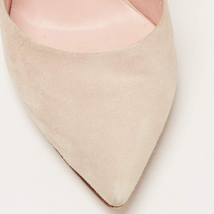 Pre Owned Casadei Beige Suede Blade Pumps Size 38