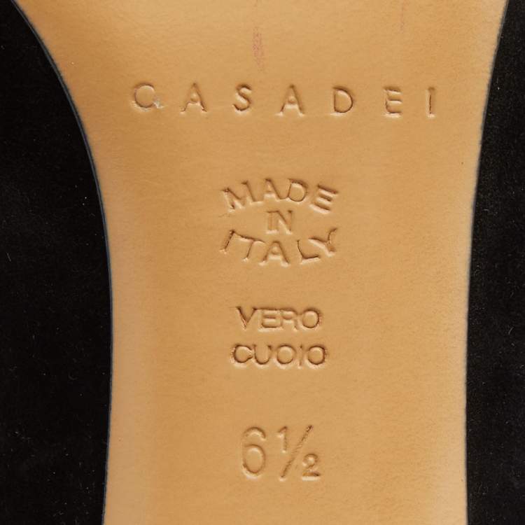 Pre Owned Casadei Black Suede Blade Pumps Size 36.5