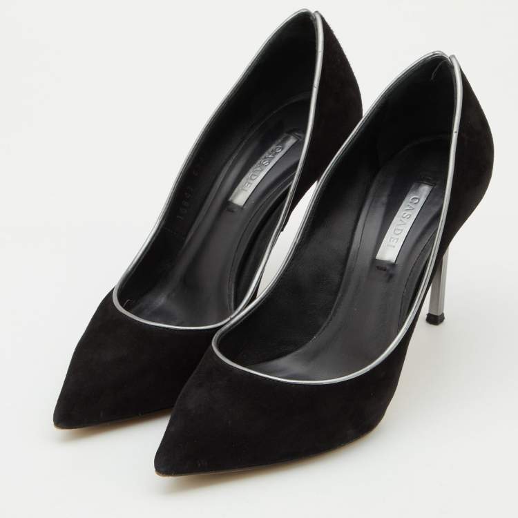 Pre Owned Casadei Black Suede Blade Pumps Size 36.5