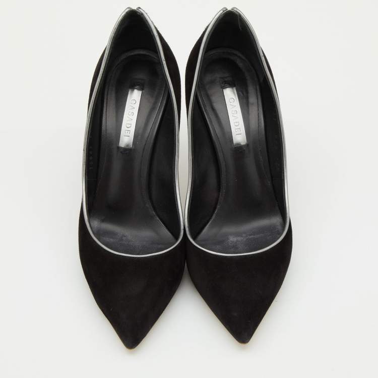 Pre Owned Casadei Black Suede Blade Pumps Size 36.5