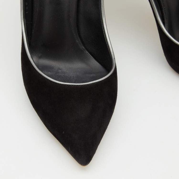 Pre Owned Casadei Black Suede Blade Pumps Size 36.5