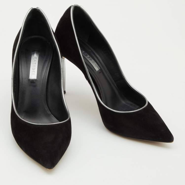 Pre Owned Casadei Black Suede Blade Pumps Size 36.5