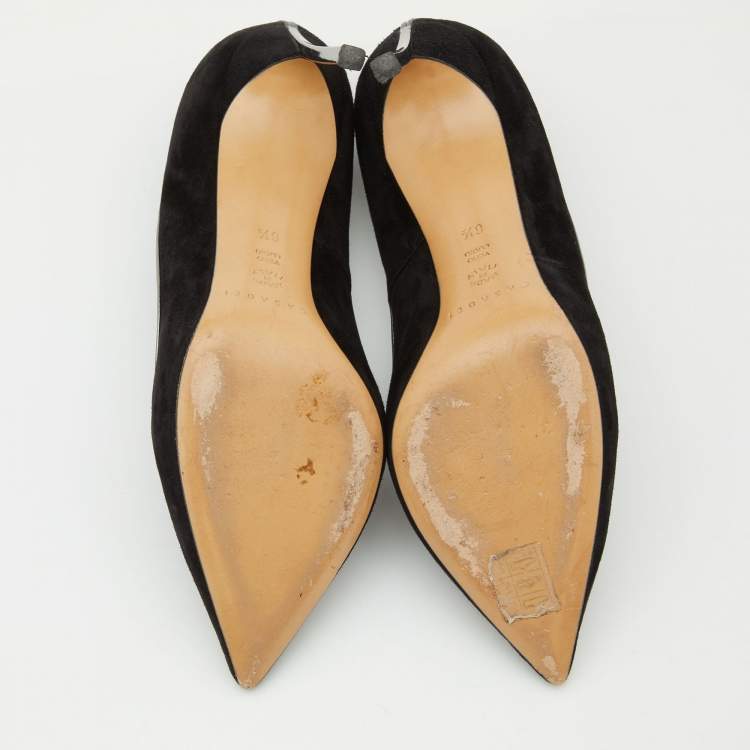 Pre Owned Casadei Black Suede Blade Pumps Size 36.5