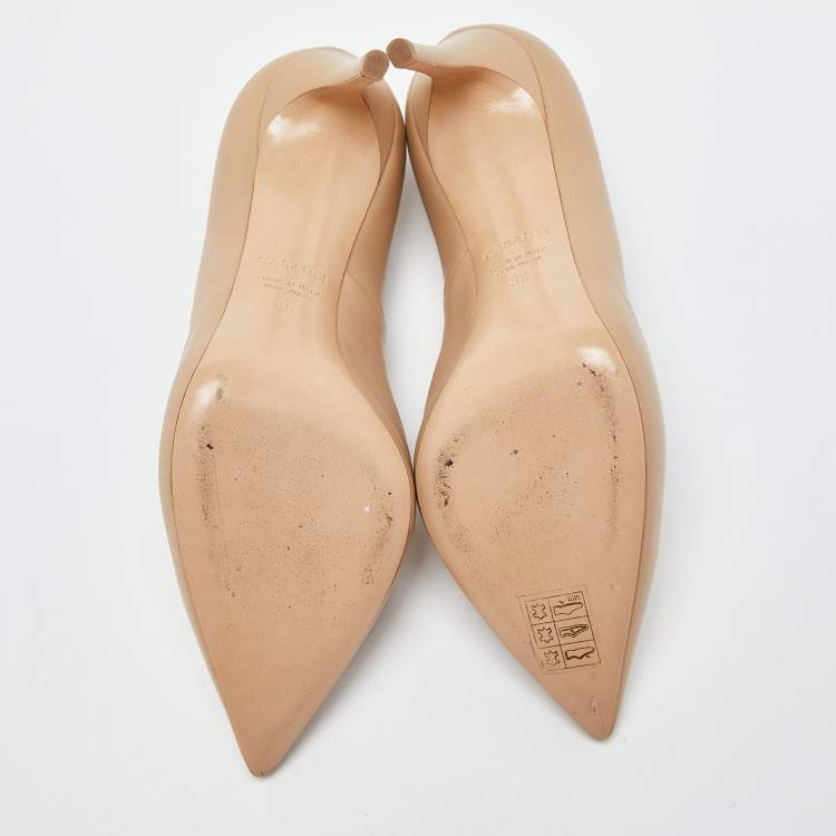 Pre Owned Casadei Beige Leather Pointed Toe Pumps Size 36