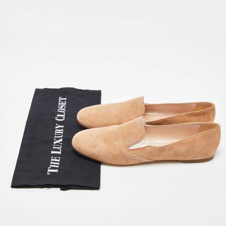 Pre Owned Casadei Beige Suede Smoking Slippers Size 40