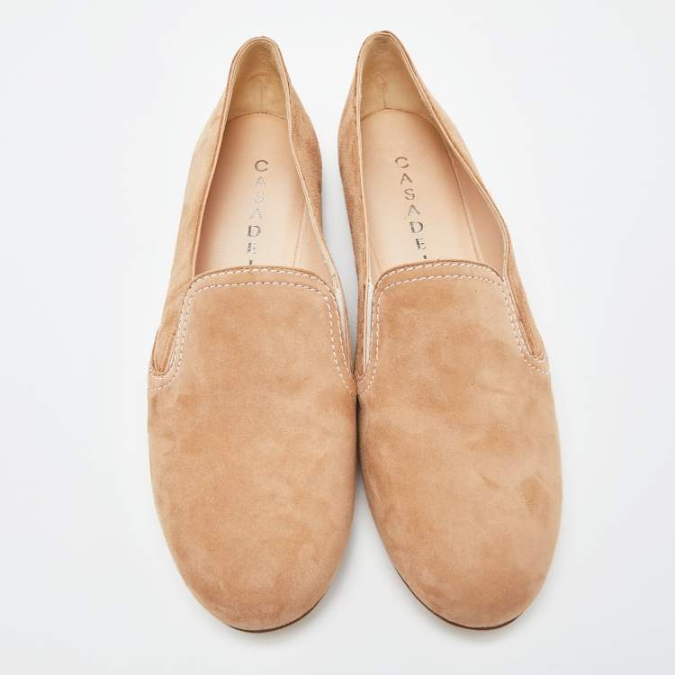 Pre Owned Casadei Beige Suede Smoking Slippers Size 40