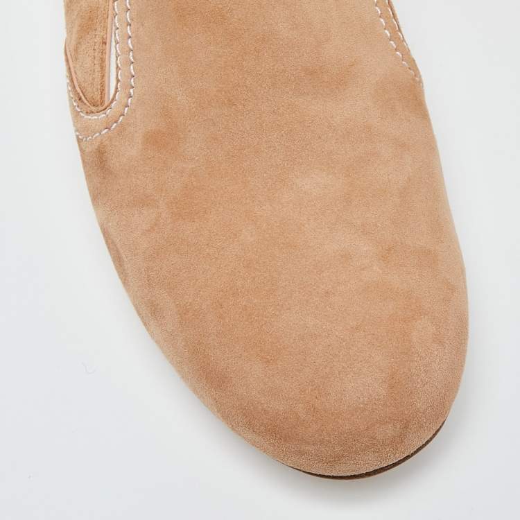 Pre Owned Casadei Beige Suede Smoking Slippers Size 40