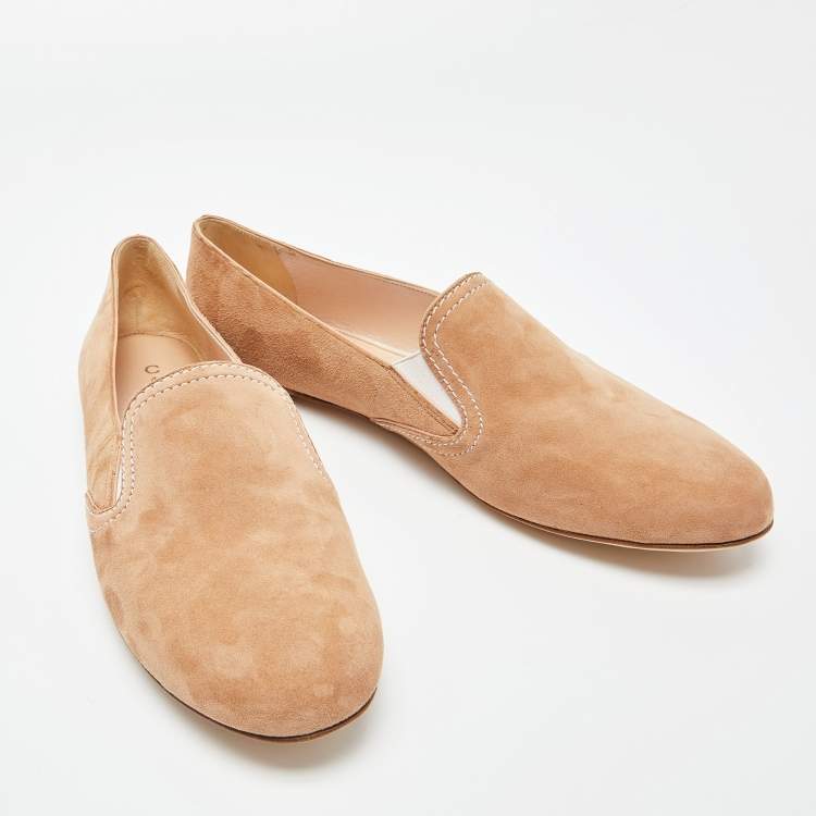 Pre Owned Casadei Beige Suede Smoking Slippers Size 40