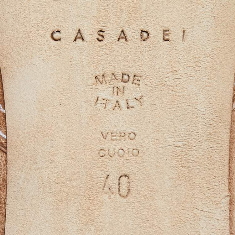 Pre Owned Casadei Beige Suede Smoking Slippers Size 40