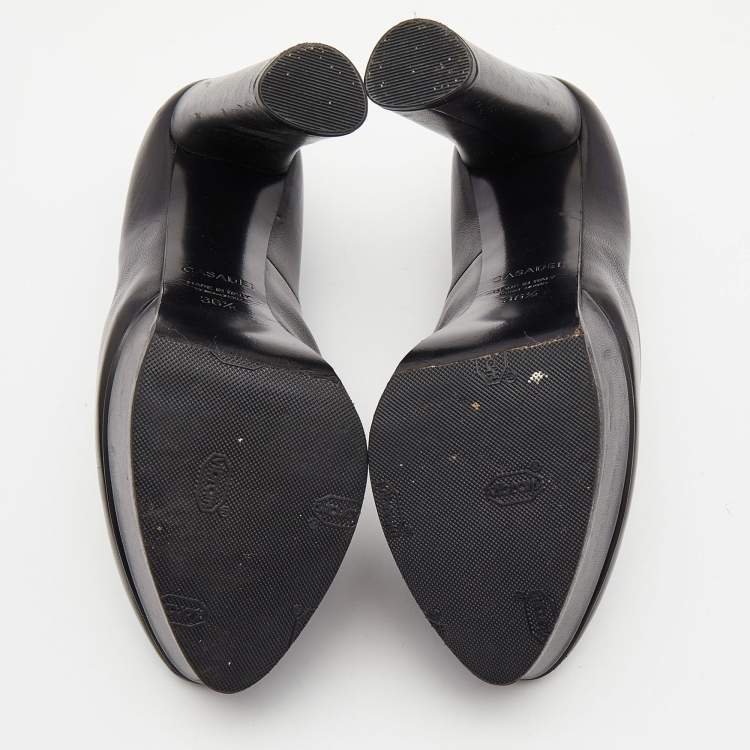 مملوكة مسبقًا Casadei Black Leather Platform Pumps Size 36.5