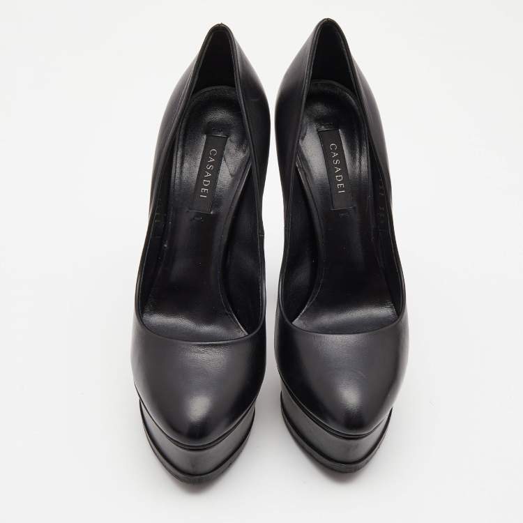 مملوكة مسبقًا Casadei Black Leather Platform Pumps Size 36.5