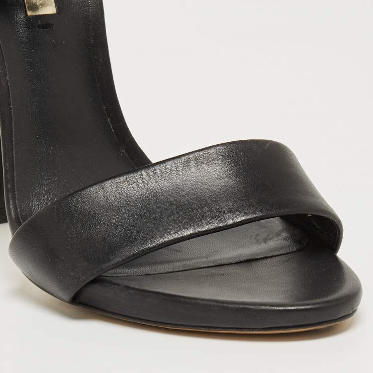 مملوكة مسبقًا Casadei Black Leather Cutout Detail Sandals Size 39