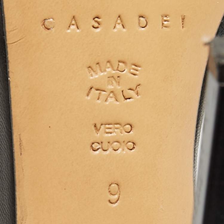 مملوكة مسبقًا Casadei Black Leather Cutout Detail Sandals Size 39