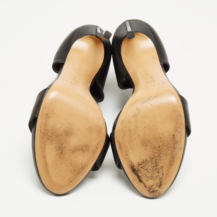 مملوكة مسبقًا Casadei Black Leather Cutout Detail Sandals Size 39
