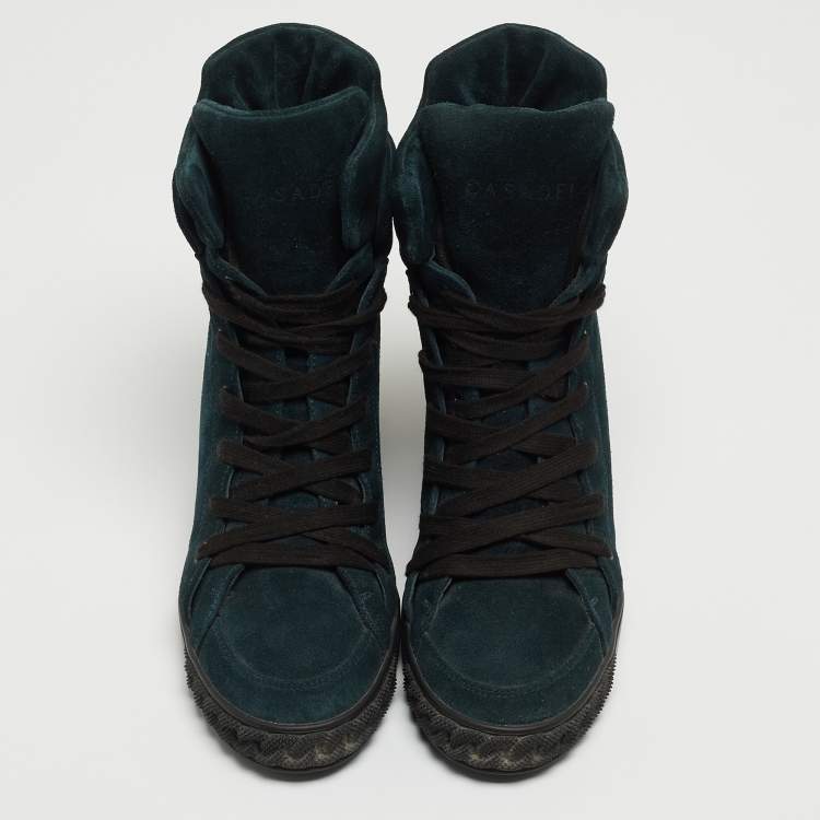مملوكة مسبقًا Casadei Teal Suede Lace Up Ankle Boots Size 39