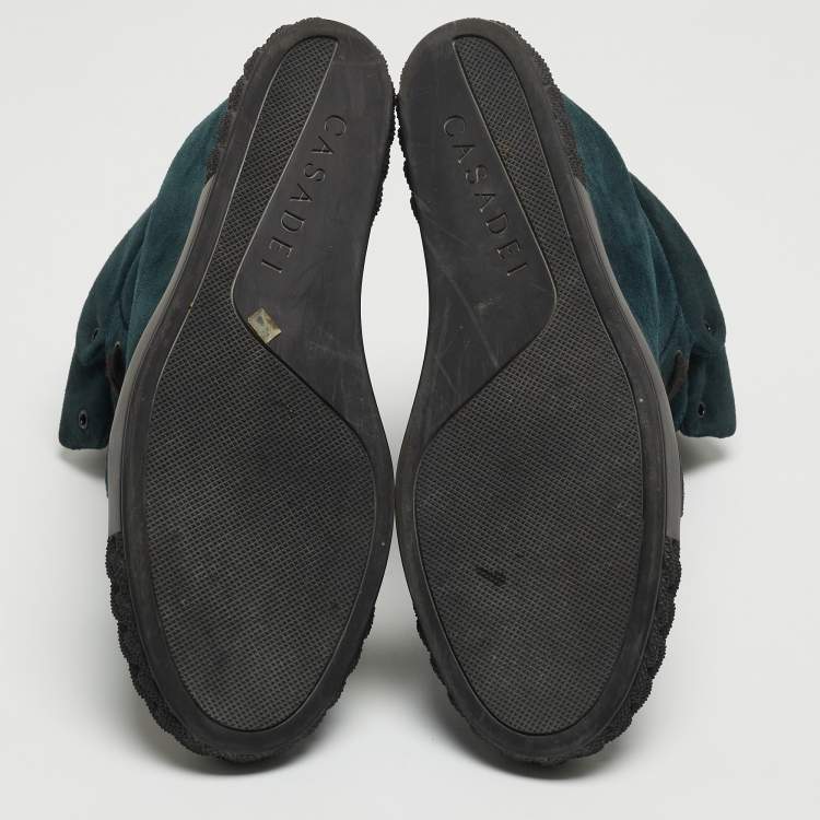 مملوكة مسبقًا Casadei Teal Suede Lace Up Ankle Boots Size 39