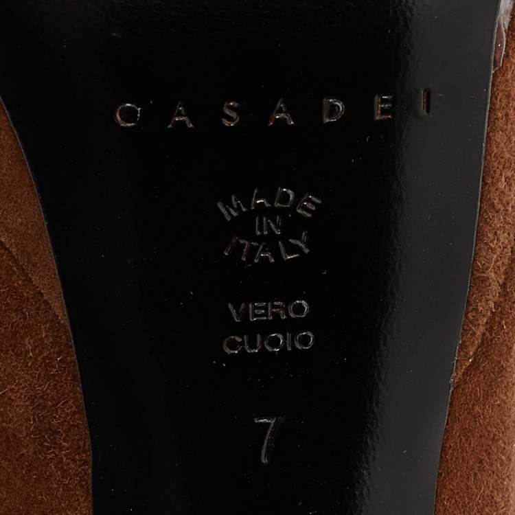 مملوكة مسبقًا Casadei Brown Suede Platform Loafer Pumps Size 37