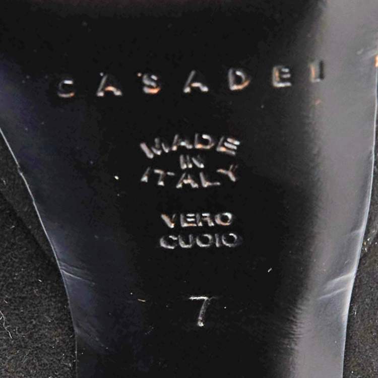 Pre Owned Casadei Black Suede Platform Pumps Size 37