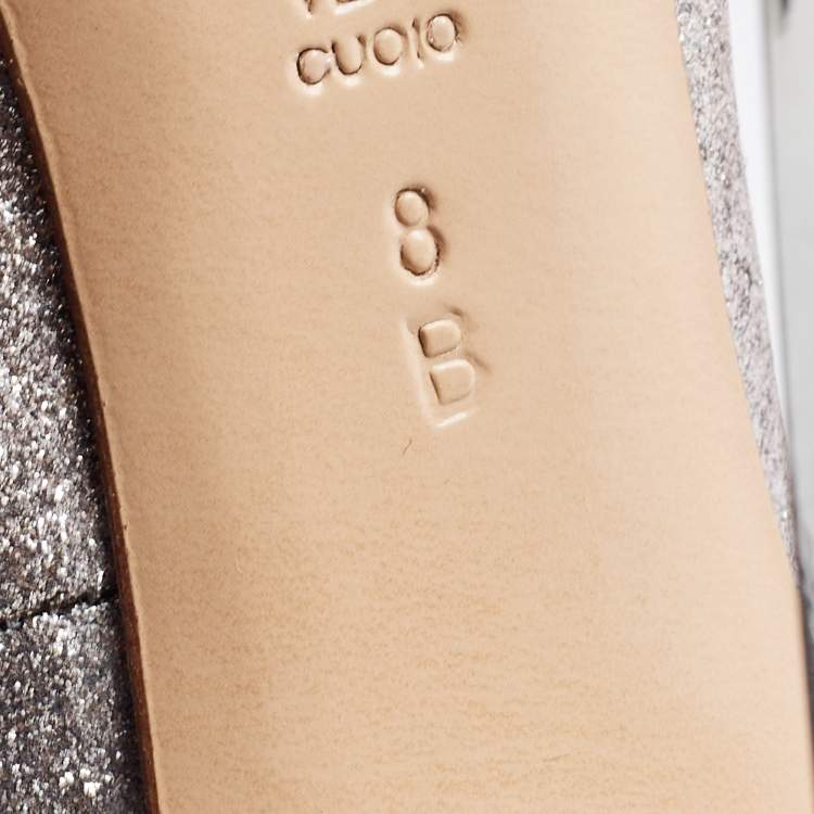 Pre Owned Casadei Gold/Silver Ombre Glitter Leather Blade Pumps Size 38