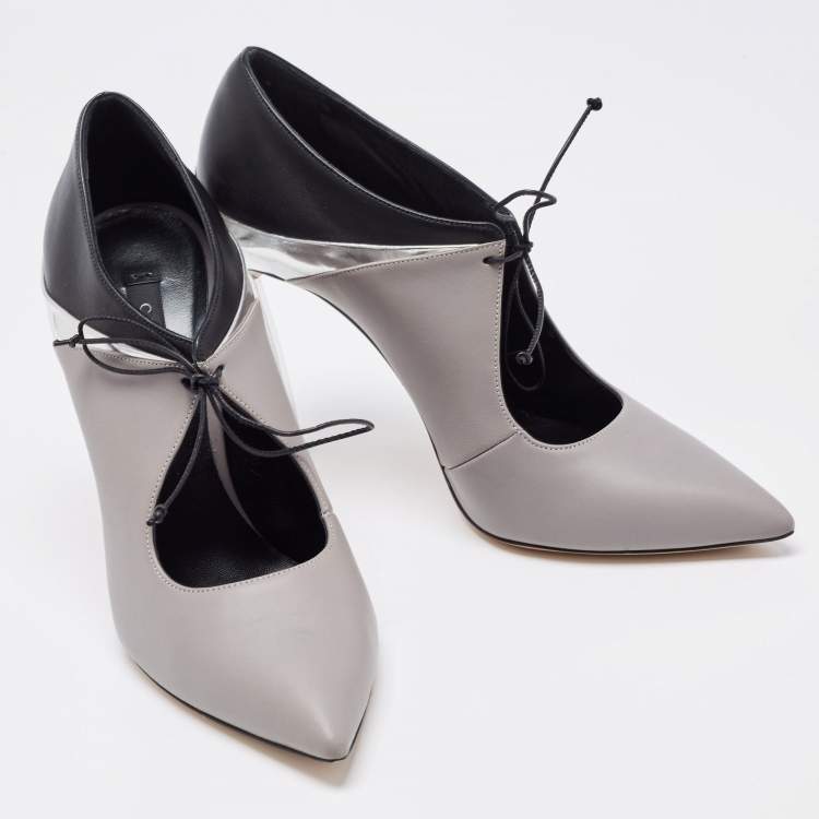 Pre Owned Casadei Tricolor Patent and Leather Lace Booties Size 38