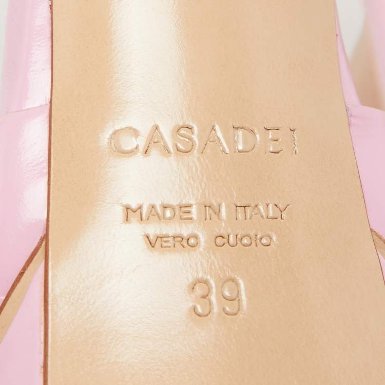 Pre Owned Casadei Pink Leather Platform Peep Toe Sandals Size 39
