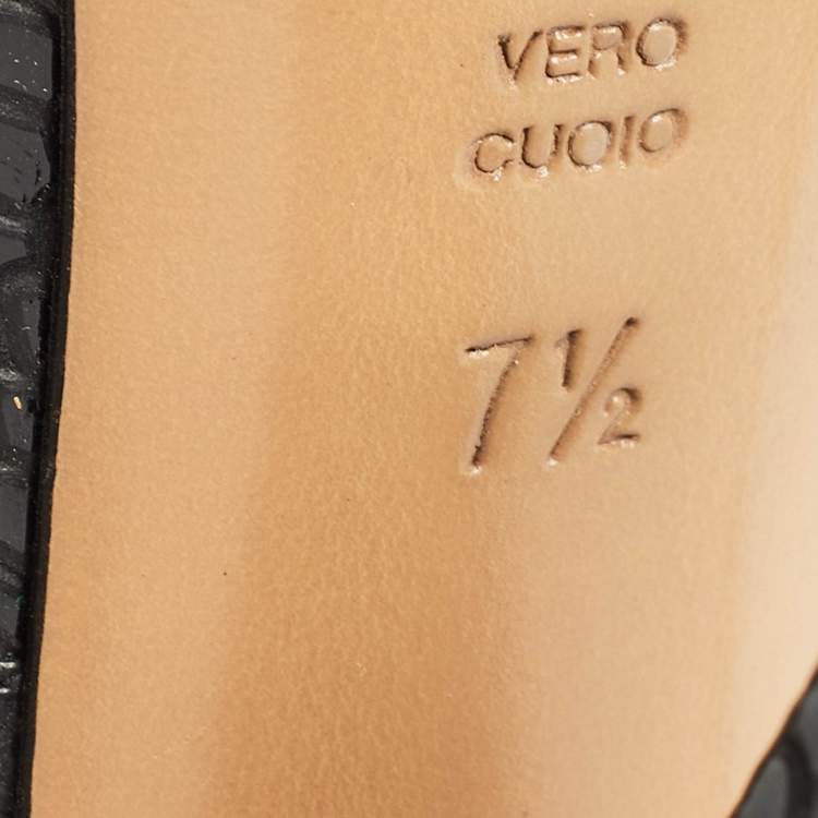 Pre Owned Casadei Black Python Embossed Leather Round Toe Pumps Size 37.5