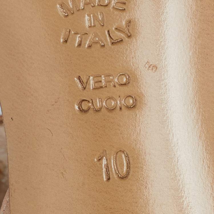 Pre Owned Casadei Beige Leather Open Toe Strappy Sandals Size 40
