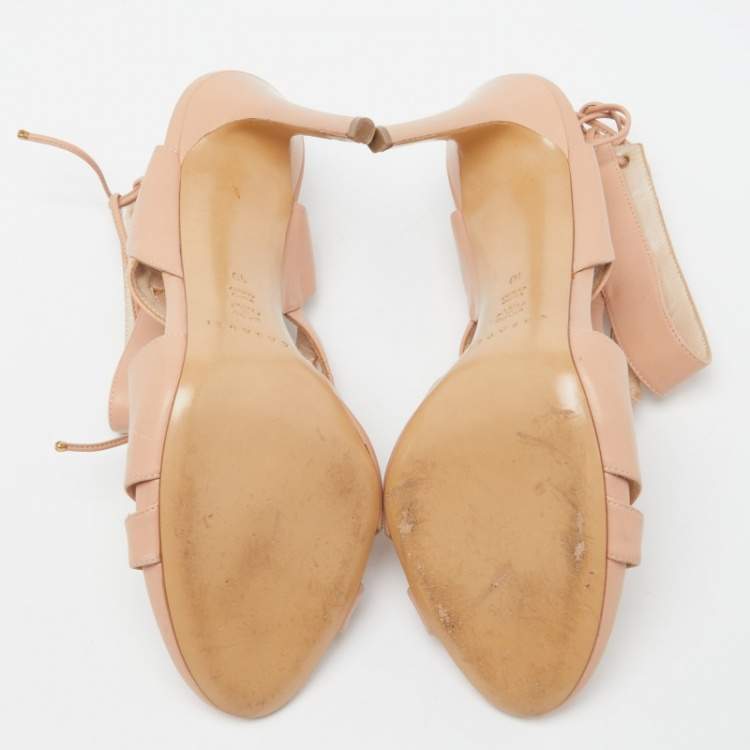 Pre Owned Casadei Beige Leather Open Toe Strappy Sandals Size 40
