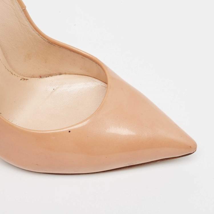 Pre Owned Casadei Beige Patent Leather Pointed Toe Pumps Size 36