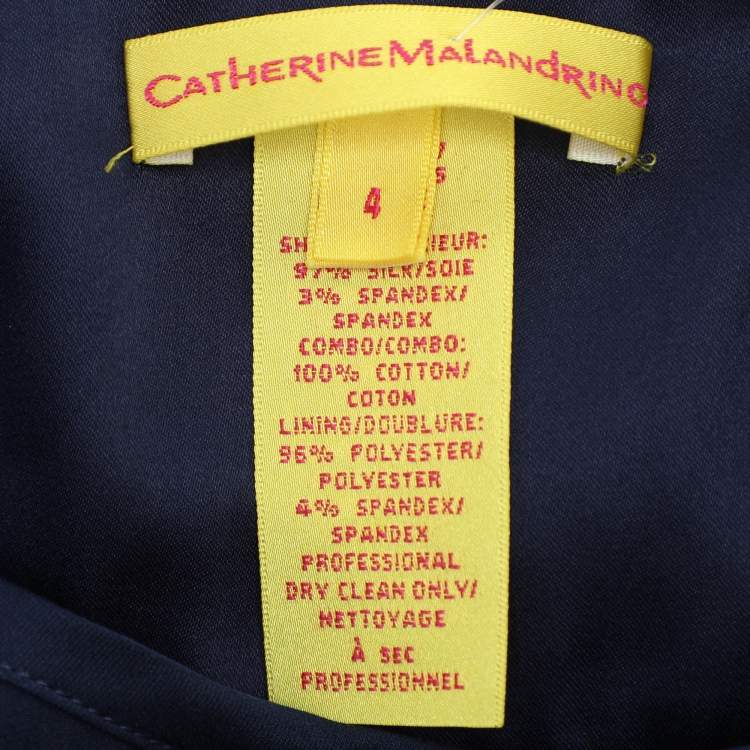 Pre Owned Catherine Malandrino Navy Blue Silk Blend Cut-out Paneled Maxi Skirt S