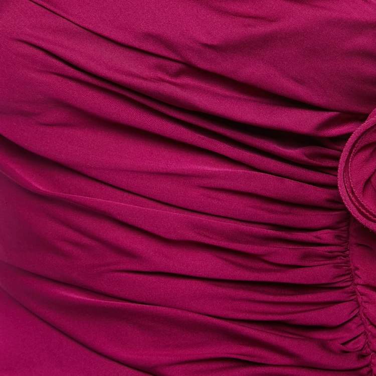Pre Owned Catherine Malandrino Purple Silk Ruffled One-Shoulder Mini Dress S