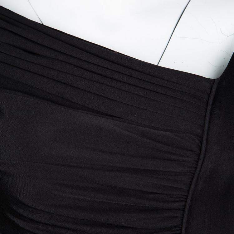 Pre Owned Catherine Malandrino Black Jersey Ruched Mini Dress S