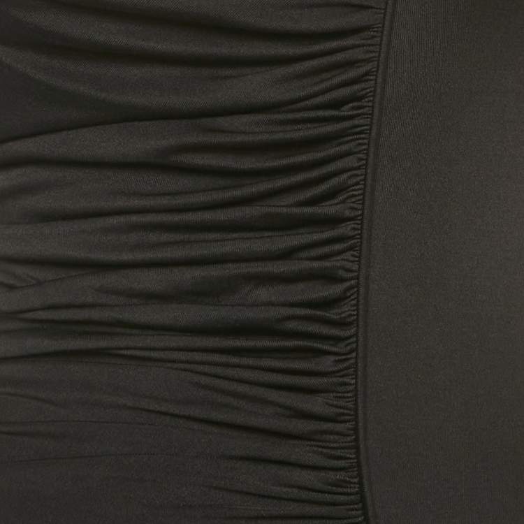 Pre Owned Catherine Malandrino Black Jersey Ruched Mini Dress S