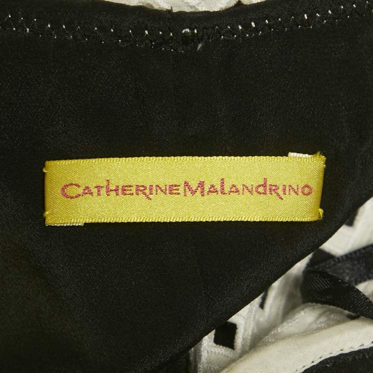 Pre Owned Catherine Malandrino Black/White Crepe and Lace Sleeveless Mini Dress S
