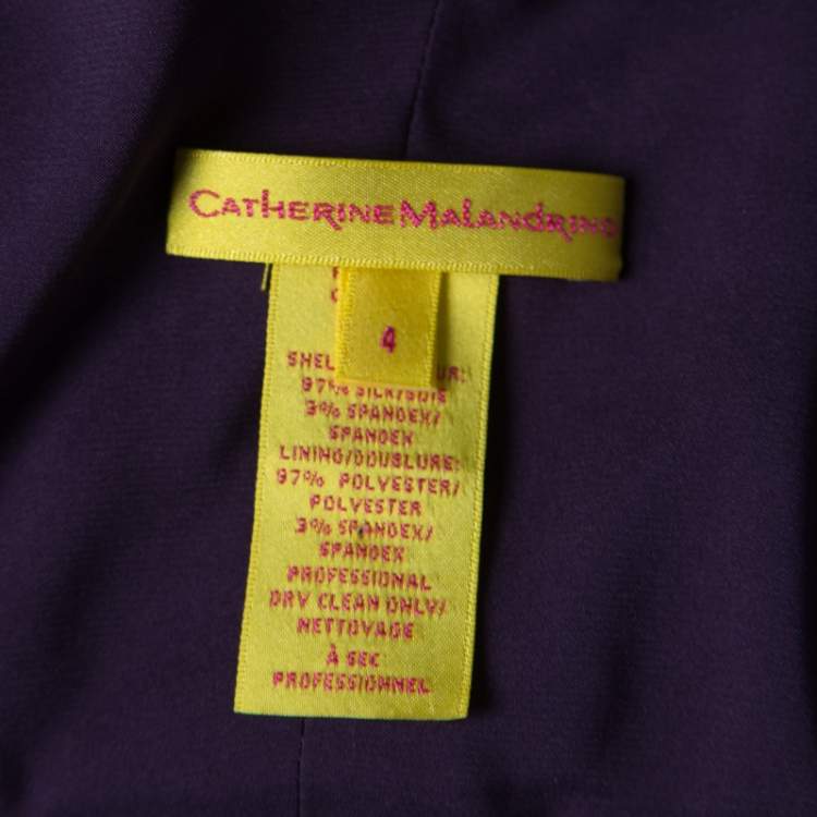 Pre Owned Catherine Malandrino Purple Silk Gathered Bodice Detail Sleeveless Dress M
