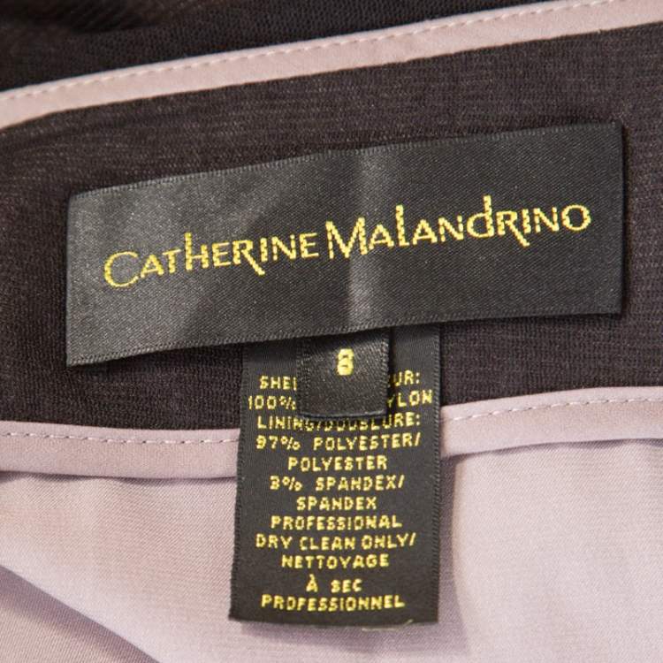 Pre Owned Catherine Malandrino Black Tulle Overlay Ruched Sleeveless Dress M
