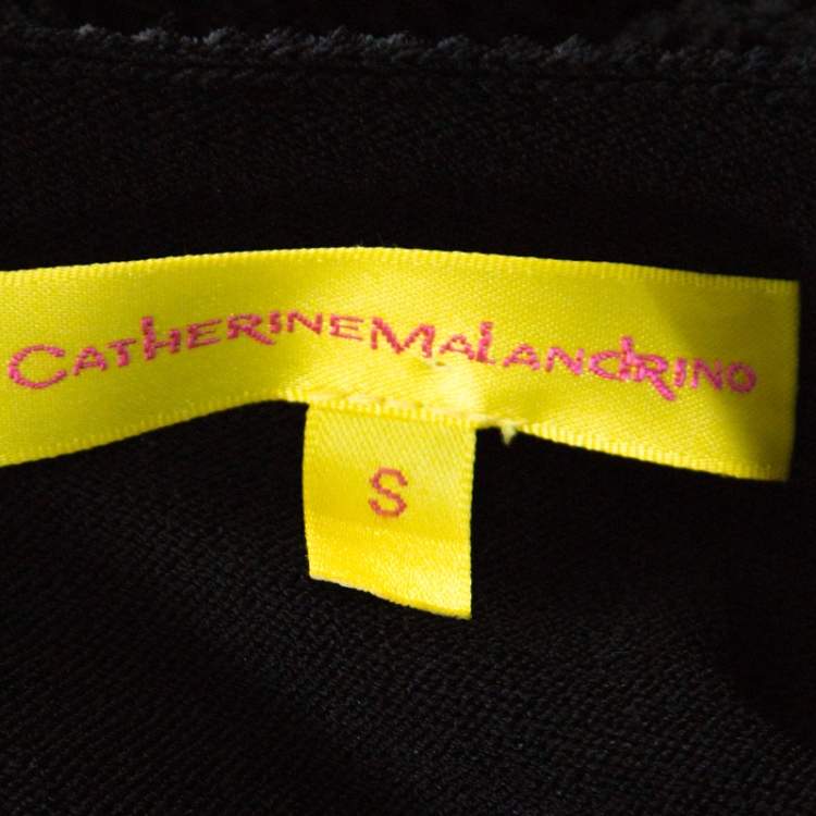 Pre Owned Catherine Malandrino Black Crochet Knit Short Sleeve Maxi Dress S 