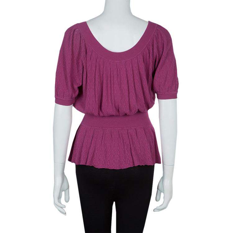 Pre Owned Catherine Malandrino Pink Knit Cinched Waist Top S