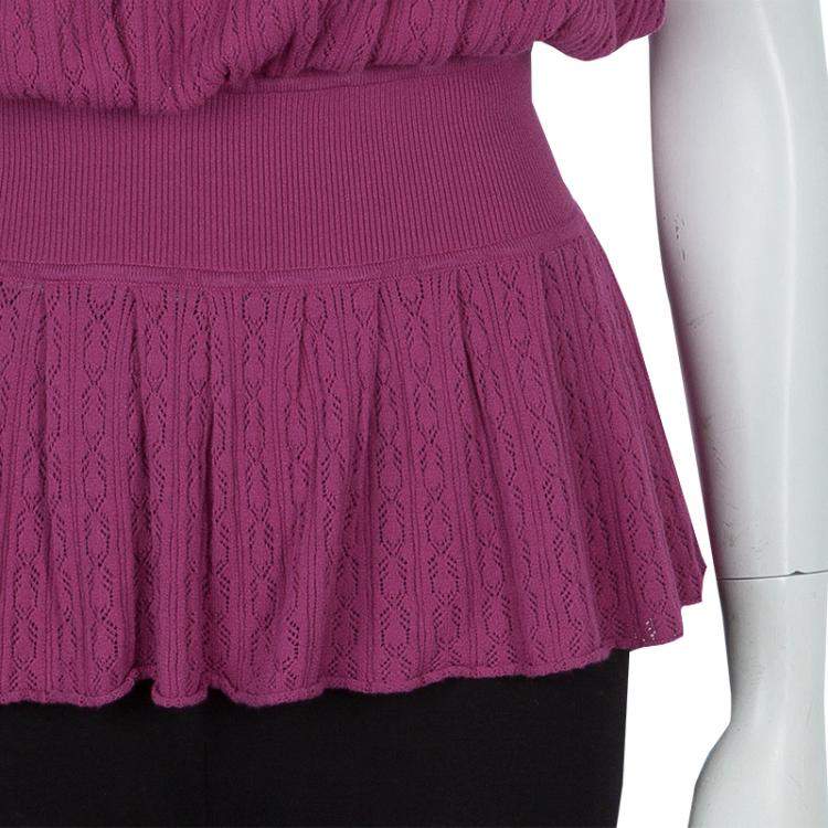 Pre Owned Catherine Malandrino Pink Knit Cinched Waist Top S