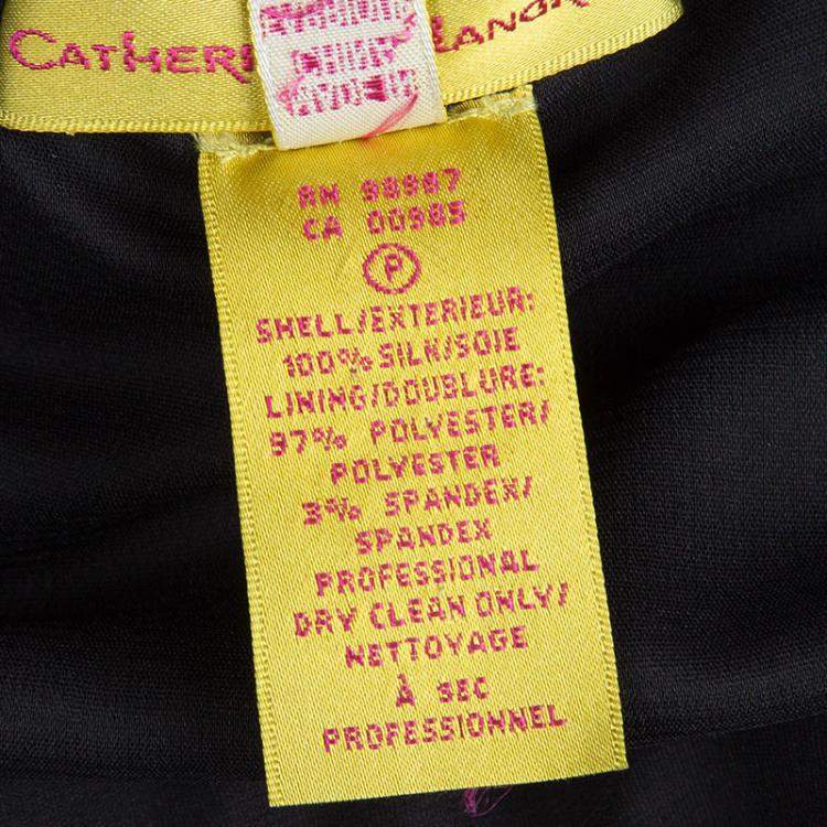 Pre Owned Catherine Malandrino Black Crinkled Silk Mini Skirt M