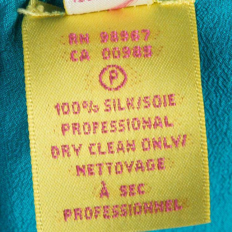 Pre Owned Catherine Malandrino Jade Green Cut Work Detailed Silk Blouse S